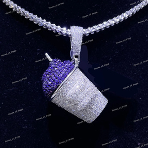 Colgante Iced Out con Piedras Moradas, Diamante Moissanita, Estilo Hip Hop, Joyería de Lujo, Colgante de Plata 925 - Product Image 2