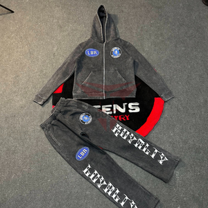 Survêtements pour hommes en coton 100% décontractés à capuche délavés à l'acide Respirants Confortables Tailles plus grandes Service OEM Impression de logo personnalisée Conception - Product Image 1