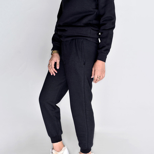 Ensemble de survêtement de maternité élégant en coton pour femmes avec capuche, haut à manches longues et pantalon à taille élastique pour le sport et le yoga - Product Image 2