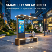 Banc intelligent à énergie solaire avec écran publicitaire LED |   Sièges publics à coût d'électricité zéro |   Banc de jardin en acier résistant aux intempéries IP65