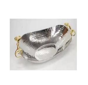 Plateau de service en aluminium doré à double compartiment en forme de feuille à bas prix - Product Image 4