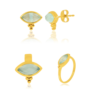 Anillo de piedras preciosas de Calcedonia acuática de Plata de Ley 925 chapado en oro de alta calidad para regalo de aniversario de boda joyería - Product Image 6