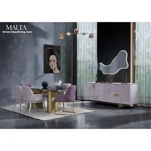 意大利豪华现代欧洲皇家弧形客厅餐厅家具可伸展木质金属金桌腿酒店椅子