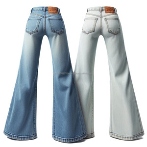 Damas Casual Boot Cut Jeans Premium Denim Loose Fit en azul/índigo/gris/Negro Logotipo OEM, en la cintura Hecho en Bangladesh al por mayor - Product Image 4