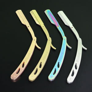 Straight Edge Barber Razor Stainless Steel Straight Edge Folding <b>Shaving</b> Knife Manual Beard <b>Shaving</b> Razors - Product Image 1