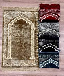 Luxury Embossed Velvet Woven Printing <b>Prayer</b> <b>Mat</b> Turkish Islamic Sejadah Tassels Soft Muslim Worship Rug OEM ODM Wholesale - Product Image 1
