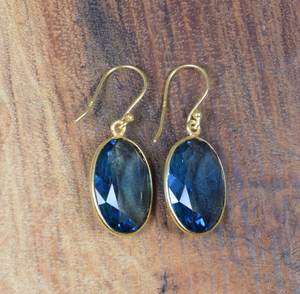 Boucles d'oreilles en quartz iolite, argent sterling 925, plaqué or 14 carats, bijoux en pierres précieuses faits à la main, cadeau pour femme - Product Image 5