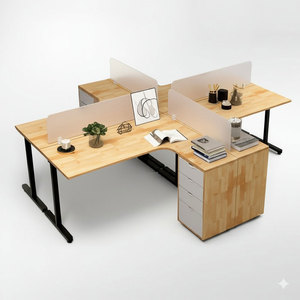 Escritorio en Forma de L TIO HBTO012 con 4 Esquinas y Patas de Gabinete, Diseño Minimalista de Lujo para Oficina o Dormitorio - Product Image 1