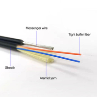 Cable de Fibra Óptica Plano FTTH de 1 Núcleo G652D, Cable Mini Fig8 de 2 Núcleos, Cable de Fibra Óptica con Hilo de Aramida de 0.9MM y Buffer Ajustado GJYC8H