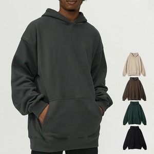 Vente en gros de sweats à capuche personnalisés pour hommes, sweats à capuche en molleton uni surdimensionné, sweats à capuche unisexes en coton, streetwear lourd - Product Image 1