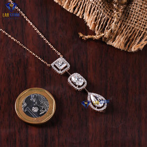 4,91 TDW Princess, Oval & Pear Cut Diamond Rose Gold Pendant by Labstone / Elegant Pendant/Color de la moda/color de la moda - Product Image 4