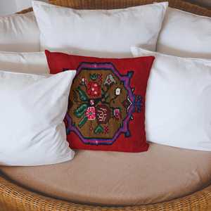 Funda de Almohada con Diseño Geométrico de Kilim Turco: Cojín Suave Hecho a Mano, Solo Funda - Product Image 5