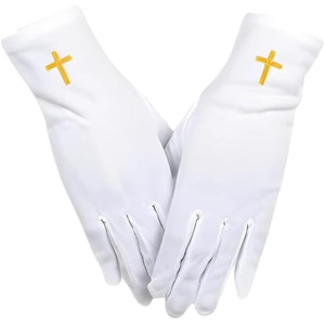 Gants maçonniques blancs 100% coton avec votre numéro de loge - Product Image 2