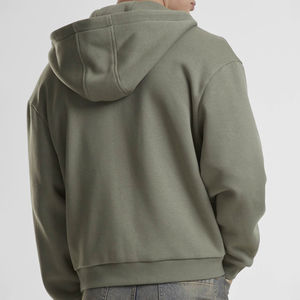 Sudadera con capucha y cremallera de punto bordada personalizable al por mayor para hombre, de manga larga, 100% algodón, ecológica - Product Image 2