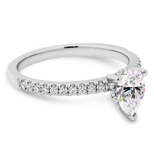 Anillo de diamante de corte redondo y pera de oro sólido de 10K, anillo de propuesta de boda de diamante cultivado en laboratorio, anillo de compromiso de diamante de corte de pera para amor - Product Image 4