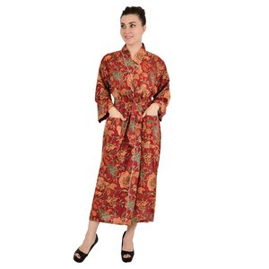 Pur Coton <b>Robe</b> Kimono Indien Handblock Jaipur Luxe Floral Imprim t-Printemps <b>Robe</b> Indienne Boho Pour Plage Et Casual Dresses - Product Image 3