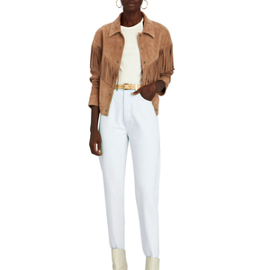 Chaqueta de Cuero de Gamuza de Alta Calidad para Mujer, Transpirable, de Cuero Vacuno, Ecológica, Impermeable, Resistente al Viento, Tinte Liso - Product Image 2