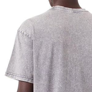 Camisetas de lavado ácido lisas de alta calidad de diseñador con logotipo personalizado al por mayor camiseta de lavado ácido 100% algodón desgastada en blanco - Product Image 5