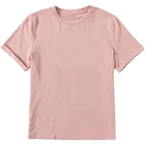클래식 반팔 상의 여성용 루즈핏 베이직 면 티셔츠 유행 캐주얼 여름 맞춤형 트렌디 솔리드 티셔츠