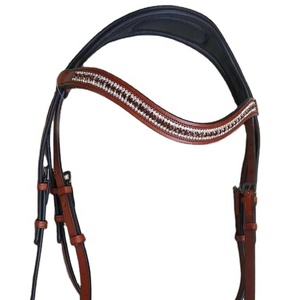 Haute qualité forme anatomique Dressage cheval bride Durable équestre en cuir sourcil bande strass muserolle surélevé pour l'équitation - Product Image 4