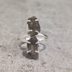 Joyería de piedra cruda Anillo de mujer Natural áspero ajustable Labradorita Piedra preciosa Piedra natal Piedra doble Anillo de plata esterlina 925 - Product Image 3