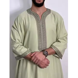 Abayas AL HIJRAH de qualité supérieure et légères, Thobe marocain pour hommes, polyester, vintage, manches longues, longueur au sol, traditionnel musulman - Product Image 2