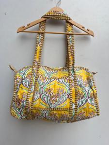 High Quality Luxury Durable Quilted Duffle Bag <b>Block</b> Print Design Large Capacity Picnic Shopping Sports Weekender <b>Yoga</b> Beach - Product Image 5