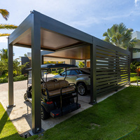 Pergola extérieure motorisée autoportante en aluminium thermolaqué, robuste, écologique et résistante aux intempéries, pour garage de voiture ou balcon