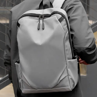 Sac à dos en polyester durable, noir mat, géométrique, minimaliste, fermeture éclair, imperméable, 36-56L, pour ordinateur portable 15,6 pouces, unisexe