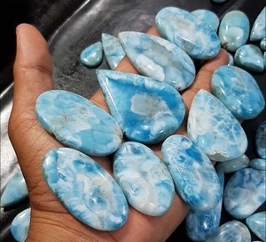 Opale bleue naturelle poire ou ovale forme Cabochon pierre précieuse naturelle en vrac pour la fabrication de bijoux de mode Top qualité 100% naturel - Product Image 5