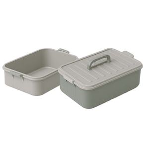 Caja de Almacenamiento de Plástico Ecológica de Doble Capa con Asa y Tapa con Cierre para Especias, Alimentos, Cocina, Oficina, Viajes, Apilable - Product Image 1