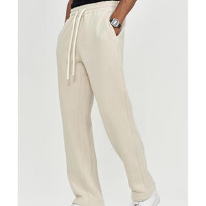 Gran oferta, Pantalones rectos para correr para hombre, pantalones largos de algodón de cintura alta, pantalones transpirables, informales, de Color sólido, tejido no tejido - Product Image 5