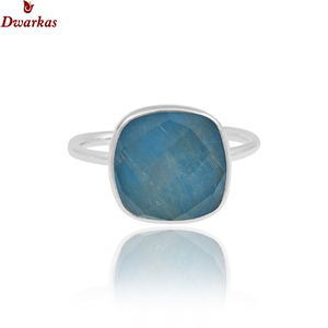 Bijoux de style simple bagues classiques en argent sterling 925 faites à la main bague en argent Doublet turquoise et pierre rutile dorée - Product Image 3