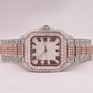 Reloj Mecánico Analógico con Incrustaciones de Moissanita, Estilo Hip Hop, Piedras Preciosas, Ventana de Cristal de 5 mm, Diamantes Brillantes - Product Image 1