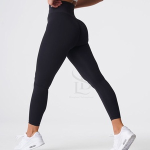 Últimas personalizado al por mayor negro firma Leggings suave sedoso mantecoso cintura alta y ropa activa moda gimnasio Leggings para mujeres - Product Image 2