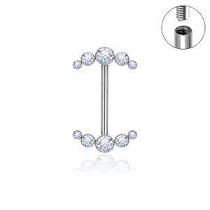 <span class=keywords><strong>Piercing</strong></span> Corporal Hipoalergénico de Titanio F136 al por Mayor, Estilo Punk, para Boda y Compromiso, Anillos para Pezón con <span class=keywords><strong>Flecha</strong></span> y Barra, con Piedra CZ Transparente, Calibre 14G - Product Image 4