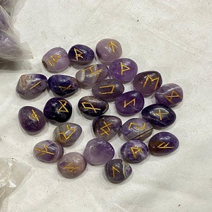 Wholesale Natural <b>Crystal</b> Brazil Amethyst Rune Set Top Selling Agate Gemstone with Heart Healing Pattern Carved Technique Reiki - Product Image 2