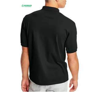 <b>Black</b> Short Sleeve Polo Shirt Regular Fit Cotton Oxford Casual Wear With Logo Front Embroidery Blank Plain - Product Image 2