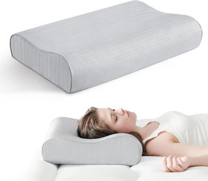 Oreiller de cou cervical gris confortable pour le soulagement de la douleur Oreillers de lit en mousse à mémoire de forme pour dormir, Oreiller de soutien du cou sans latex - Product Image 1