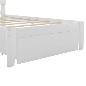 Lit plateforme double en bois de pin massif blanc et MDF avec tiroir pour chambre d'enfant ou école Fournisseur OEM du Vietnam - Product Image 3