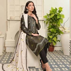 Bin hameed Pari 3ชิ้น banarsi ผ้าไหมแจ็คการ์ด salwar kameez ชุดลำลองที่สวยงามสำหรับผู้ใหญ่ใช้ในชีวิตประจำวันทำจากผ้าวิสคอส - Product Image 4