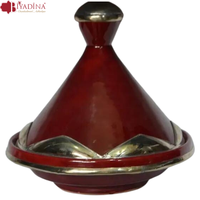 Assiette marocaine émaillée écologique, faite à la main, avec couvercle conique traditionnel en terre cuite, pour la maison, l'hôtel, le café, le restaurant, les mariages