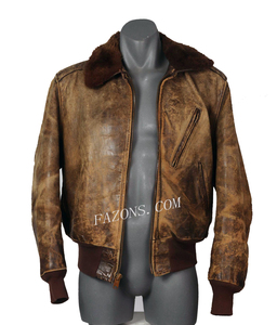 Chaqueta de Piloto A2 para Hombre, Estilo Bomber, Piel de Oveja Auténtica Desgastada, Cuello de Piel de Oveja Extraíble, Botones de Cuerno, Forro de Seda, Estilo Aviador - Product Image 6