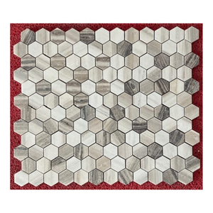 Mosaïque hexagonale en marbre NMA Palissandro, finition calcaire, durable, imperméable, design moderne pour la décoration des murs et sols de salle de bain - Product Image 3