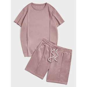 Ensembles t-shirt et short à manches courtes pour hommes deux pièces avec logo personnalisé ensemble de survêtements courts d'été décontractés pour hommes respirant - Product Image 3