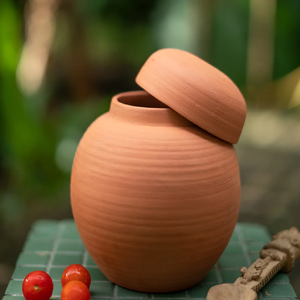 Dispensador de agua de terracota pintado a mano con diseño floral y farol y enfriador de agua de grifo de plástico con tapa extraíble - Product Image 4