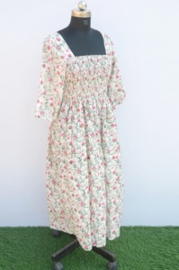 Vêtements ethniques indiens de styliste pour femmes, robe Maxi d'été en coton à imprimé bloc de main, cadeau pour elle - Product Image 4