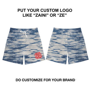 Shorts en maille de coton premium 180 GSM, bleu ciel et rouge uni, avec logo personnalisé, taille mi-haute, fermeture à cordon, séchage rapide, respirant, écologique - Product Image 4