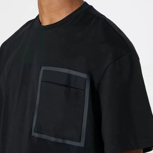 Camiseta de Alta Calidad para Hombre, 100% Algodón, Lisa, Talla Grande, Diseño con Bolsillo Oculto, Casual, sin Logotipo, Personalizable, Gruesa - Product Image 3