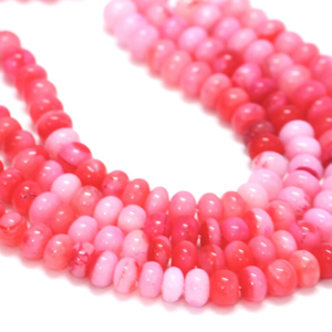 Hot Pink Opal Rondelle <b>Beads</b>: AAA Smooth Gemstone Strand - Product Image 6